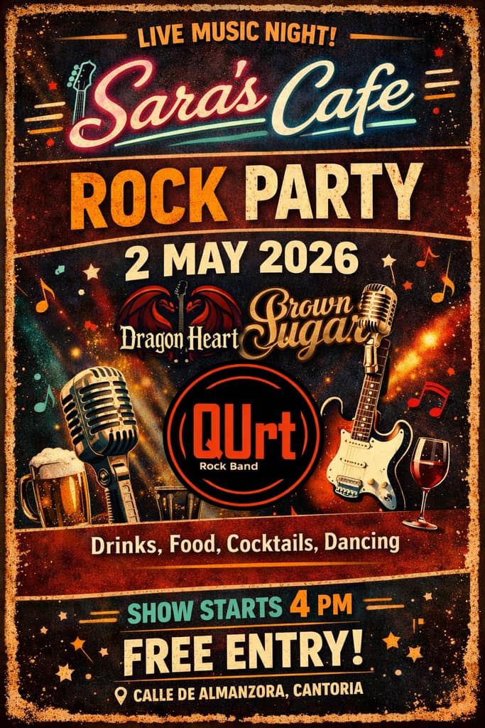 Poster for Sara's Cafe 'Rock Party'